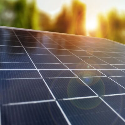 Close up of solar panel in sunlight